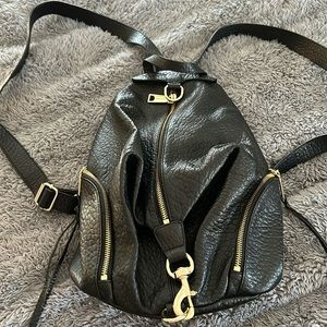 Rebecca Minkoff Julian Pebbled Leather Backpack Black, Gold Hardware